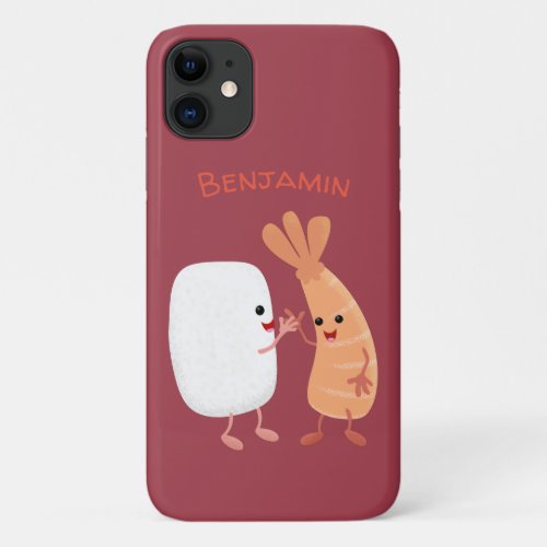 Cute sushi rice prawn friends cartoon iPhone 11 case