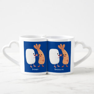 Cute sushi rice prawn friends cartoon coffee mug set