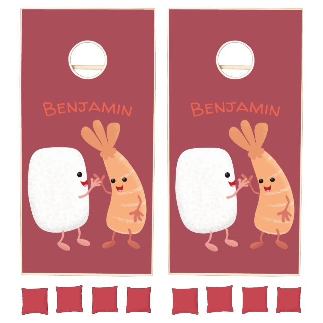 Cute sushi rice prawn friends cartoon cornhole set (Set)