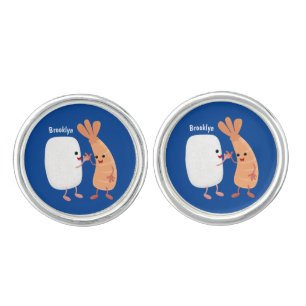 Cute sushi rice prawn friends cartoon cufflinks