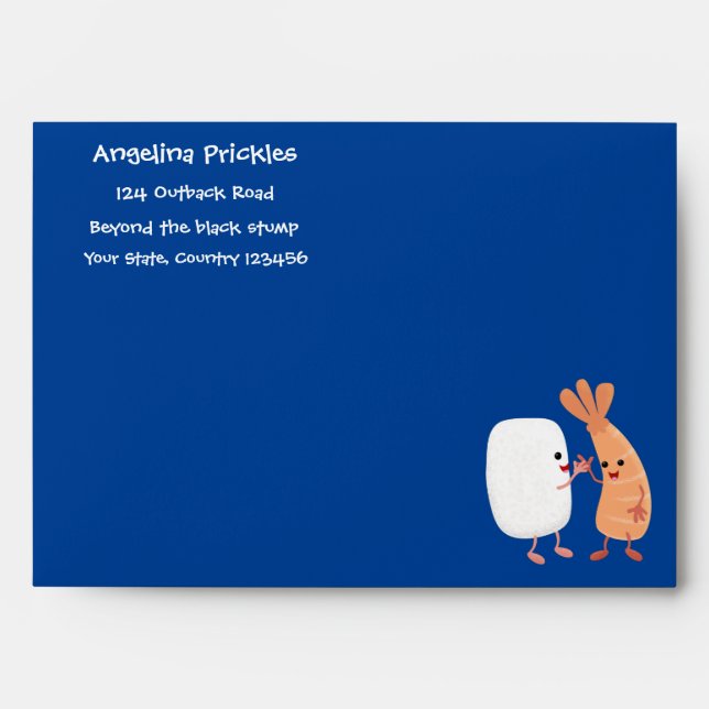 Cute sushi rice prawn friends cartoon envelope (Front)