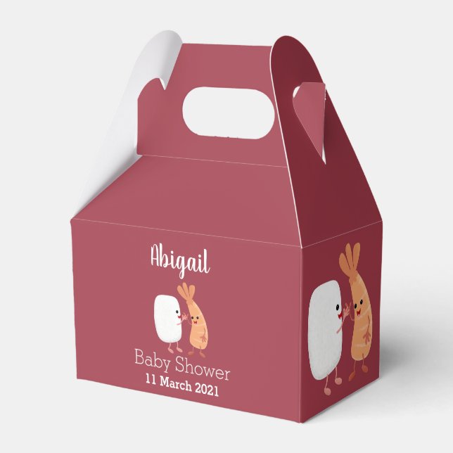 Cute sushi rice prawn friends cartoon favor boxes (Front Side)