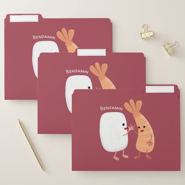Cute sushi rice prawn friends cartoon file folder (Set)