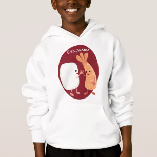 Cute sushi rice prawn friends cartoon hoodie