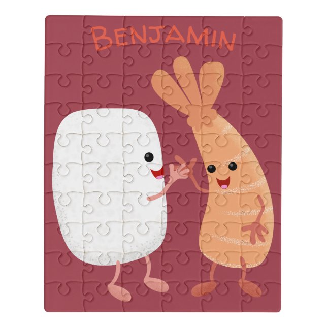Cute sushi rice prawn friends cartoon jigsaw puzzle (Puzzle Vertical)