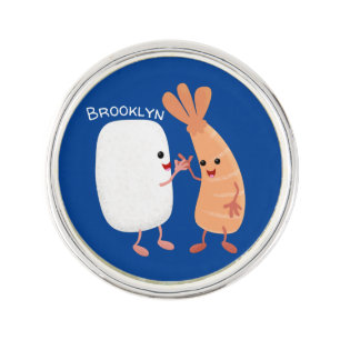 Cute sushi rice prawn friends cartoon lapel pin