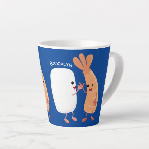 Cute sushi rice prawn friends cartoon latte mug