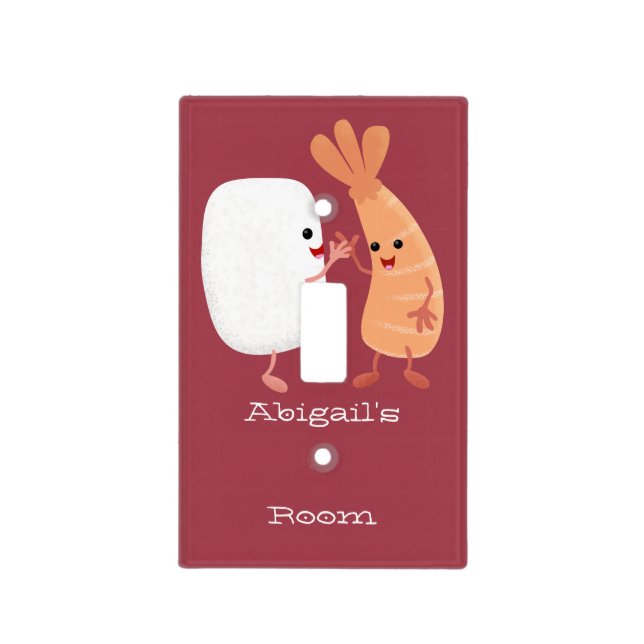 Cute sushi rice prawn friends cartoon  light switch cover (Front)