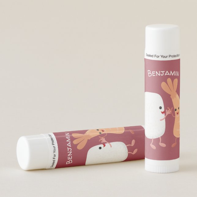 Cute sushi rice prawn friends cartoon lip balm (Front)