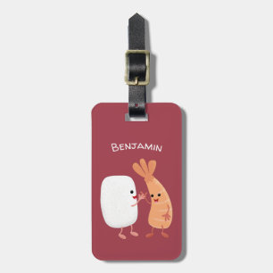 Cute sushi rice prawn friends cartoon luggage tag