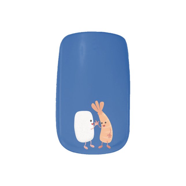 Cute sushi rice prawn friends cartoon minx nail art (Left Thumb)