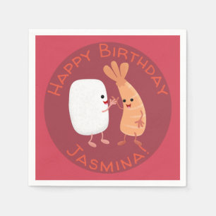 Cute sushi rice prawn friends cartoon napkins