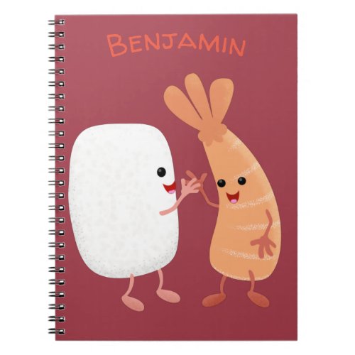 Cute sushi rice prawn friends cartoon notebook