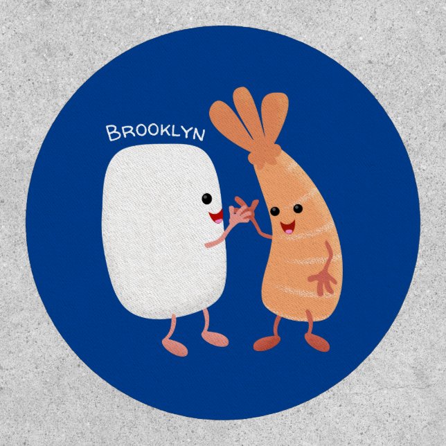 Cute sushi rice prawn friends cartoon patch (Front)