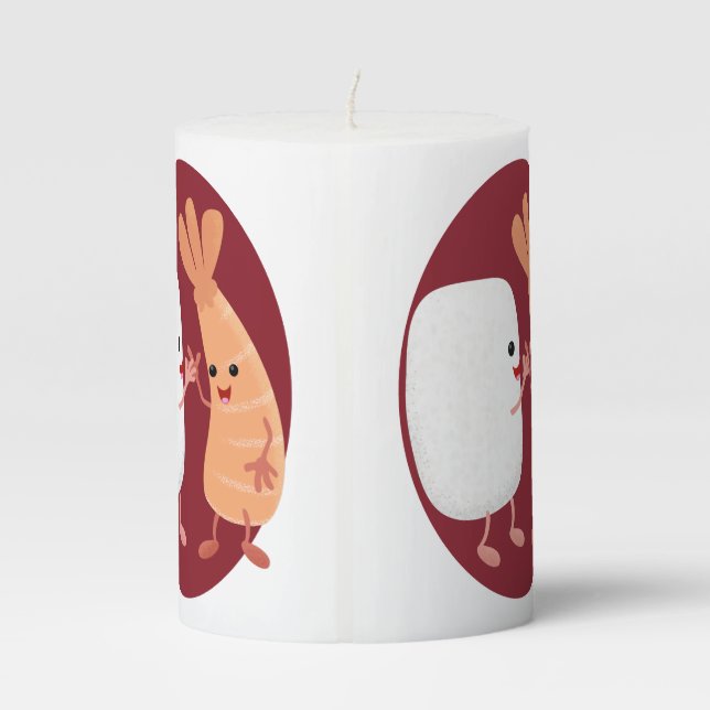 Cute sushi rice prawn friends cartoon pillar candle (Back)