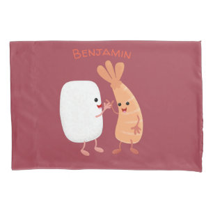 Cute sushi rice prawn friends cartoon pillow case