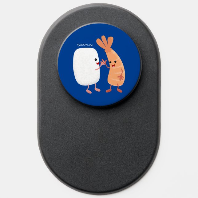 Cute sushi rice prawn friends cartoon PopSocket (Popsocket)