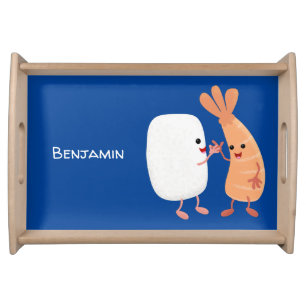 Cute sushi rice prawn friends cartoon serving tray