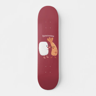 Cute sushi rice prawn friends cartoon skateboard