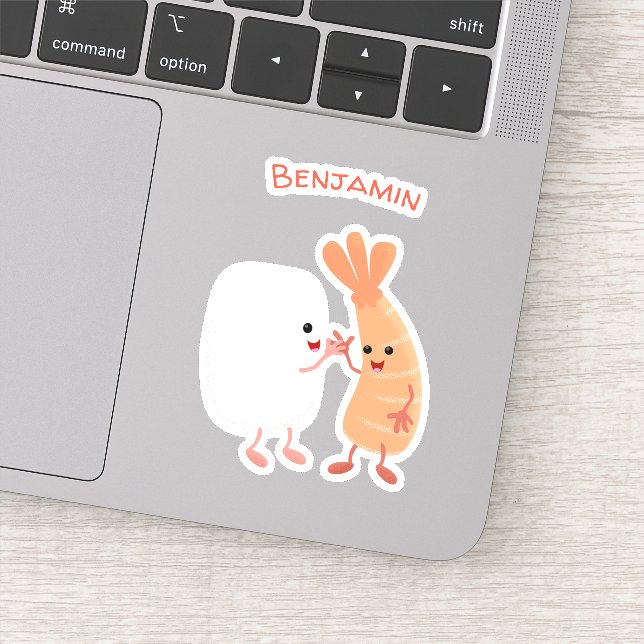 Cute sushi rice prawn friends cartoon sticker (Detail)