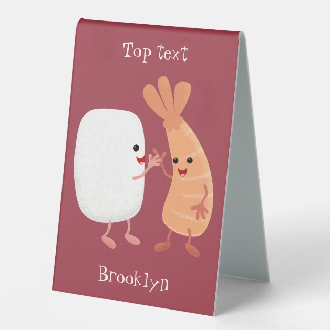Cute sushi rice prawn friends cartoon table tent (Front)