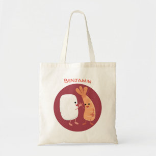 Cute sushi rice prawn friends cartoon tote bag