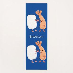 Cute sushi rice prawn friends cartoon yoga mat