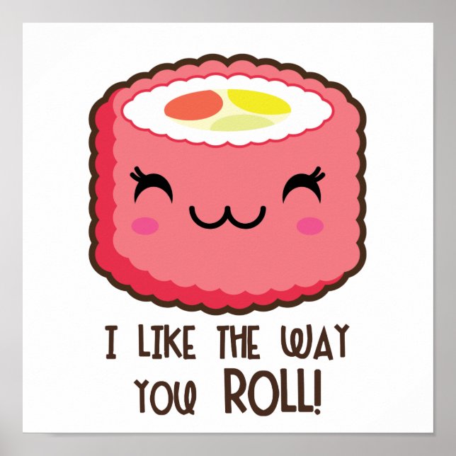 Cute Sushi Roll Emoji Poster (Front)