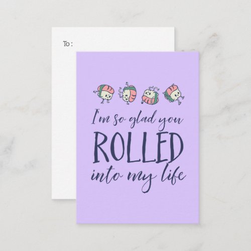 Cute Sushi Roll Pun Funny Kids Valentines Day Note Card