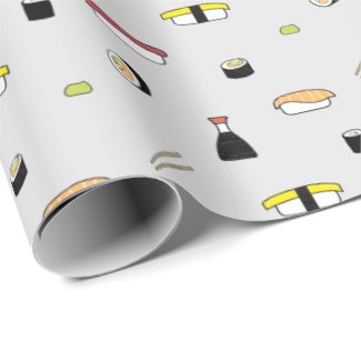 Cute Sushi Roll Set Pattern Nigiri Maki Light Gray