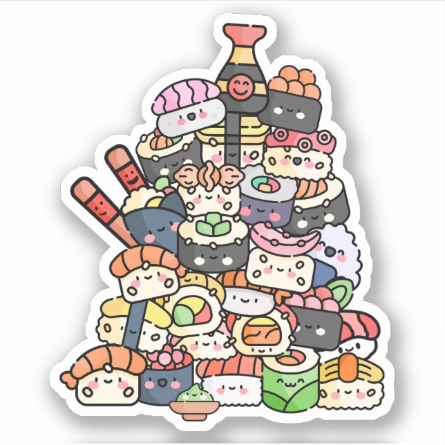 Cute Sushi Tower Sticker (Front)