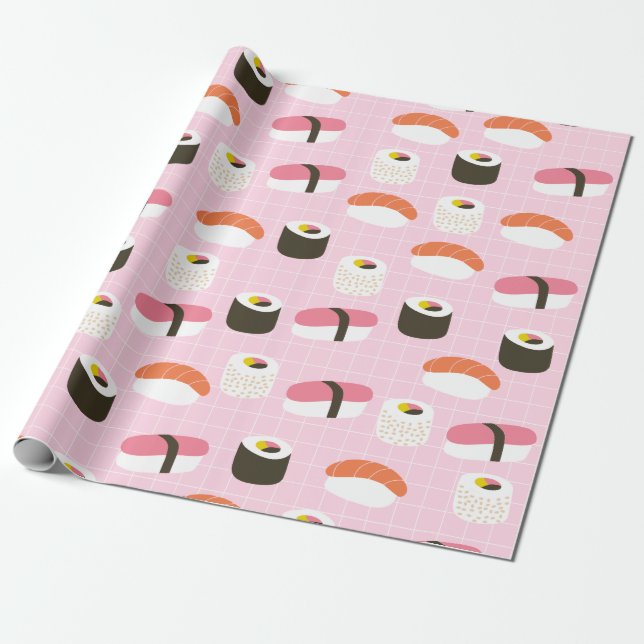 Cute Sushi Wrapping Paper (Unrolled)
