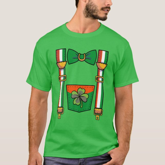 Cute Suspenders Bowtie Green Tuxedo St Patricks Da T-Shirt (Front)