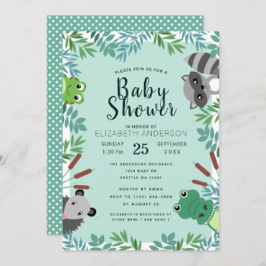 Cute Swamp Critters Baby Shower Invitation