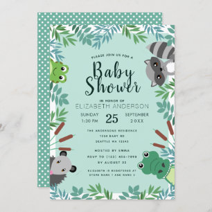 Cute Swamp Critters Baby Shower Invitation