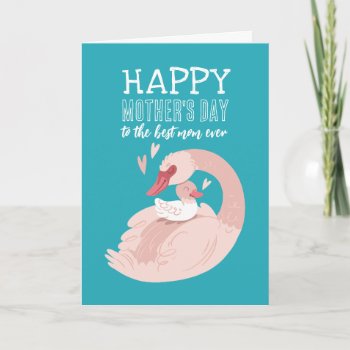 Cute Swan Animal Cartoon Happy Mother's Day Card by raindwops at Zazzle