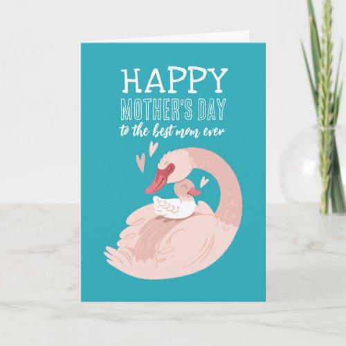 Cute Swan Animal Cartoon Happy Mothers Day Card