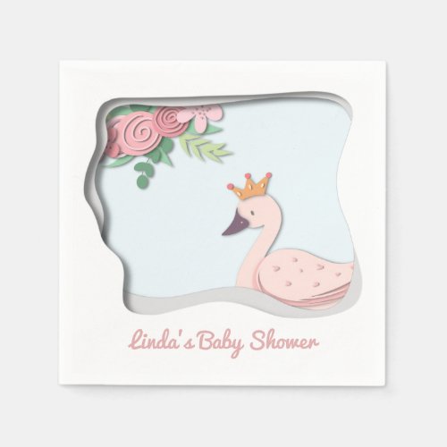 Cute Swan Baby Shower Napkins