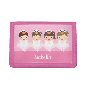 Cute Swan Ballet Ballerina For Girls Trifold Wallet