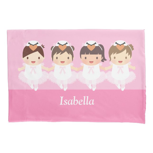 Cute Swan Ballet Ballerina Girls Room Decor Pillow Case (Front)