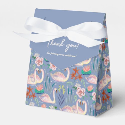 Cute Swan Bird Elegant Blue  Pink Baby Shower Favor Boxes