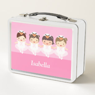 Cute Swan Dancing Ballerina Girls Personalized Metal Lunch Box
