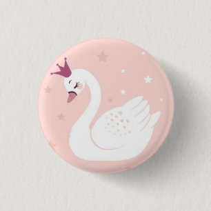 Cute swan for girl daughter children gift button