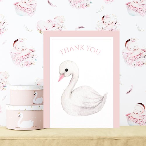 Cute Swan Simple Baby Shower Thank You Card