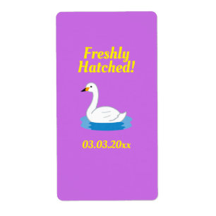 Cute Swan Theme Girl Baby Shower  Label