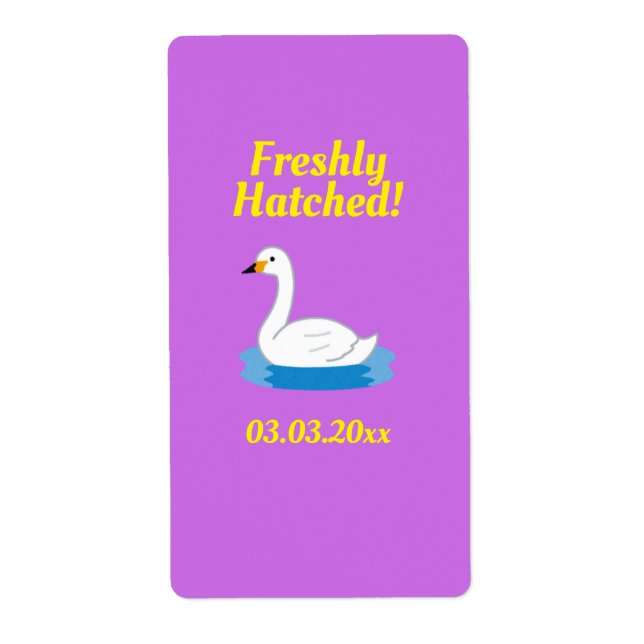 Cute Swan Theme Girl Baby Shower  Label (Front)