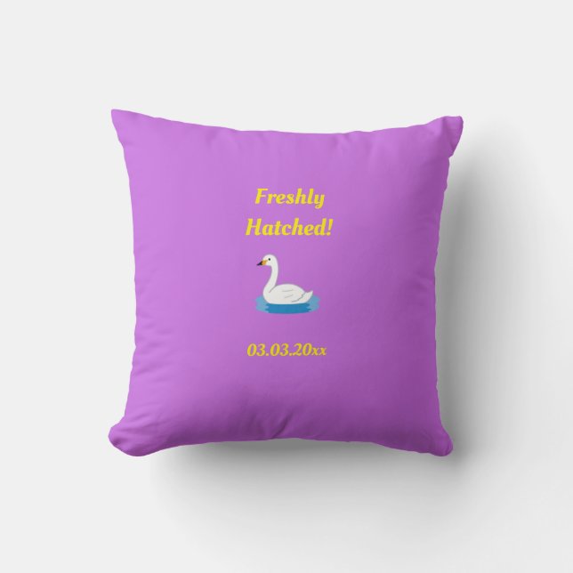 Cute Swan Theme Girl Baby Shower Throw Pillow (Front)