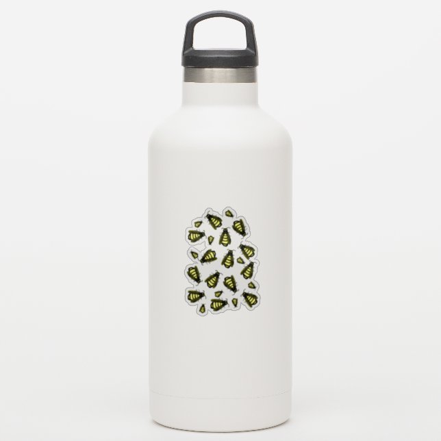 Cute Swarm of  Honey Bees Cartoon  Sticker (Waterbottle)