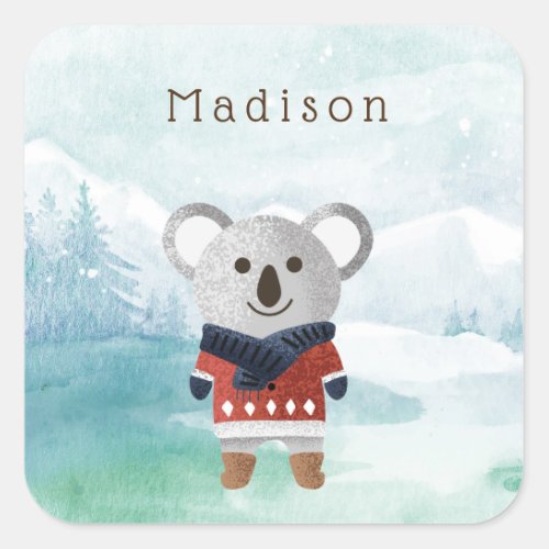 Cute Sweatered Koala Square Sticker