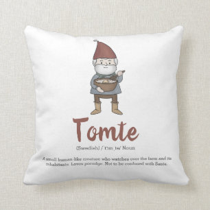 Cute Swedish Tomte Gnome Definition Throw Pillow